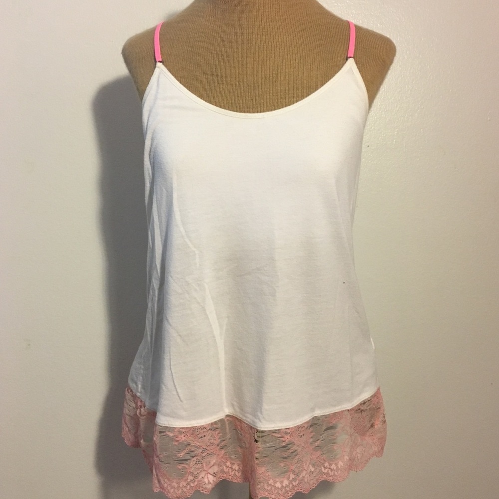 American Eagle Tank top with Pink lace